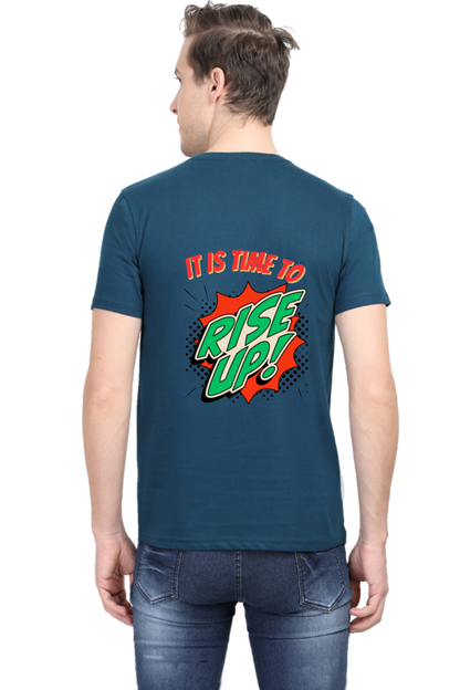 Bluelander's Half Sleeve Cotton Tee: Walk in Style with Enhanced Back Design.