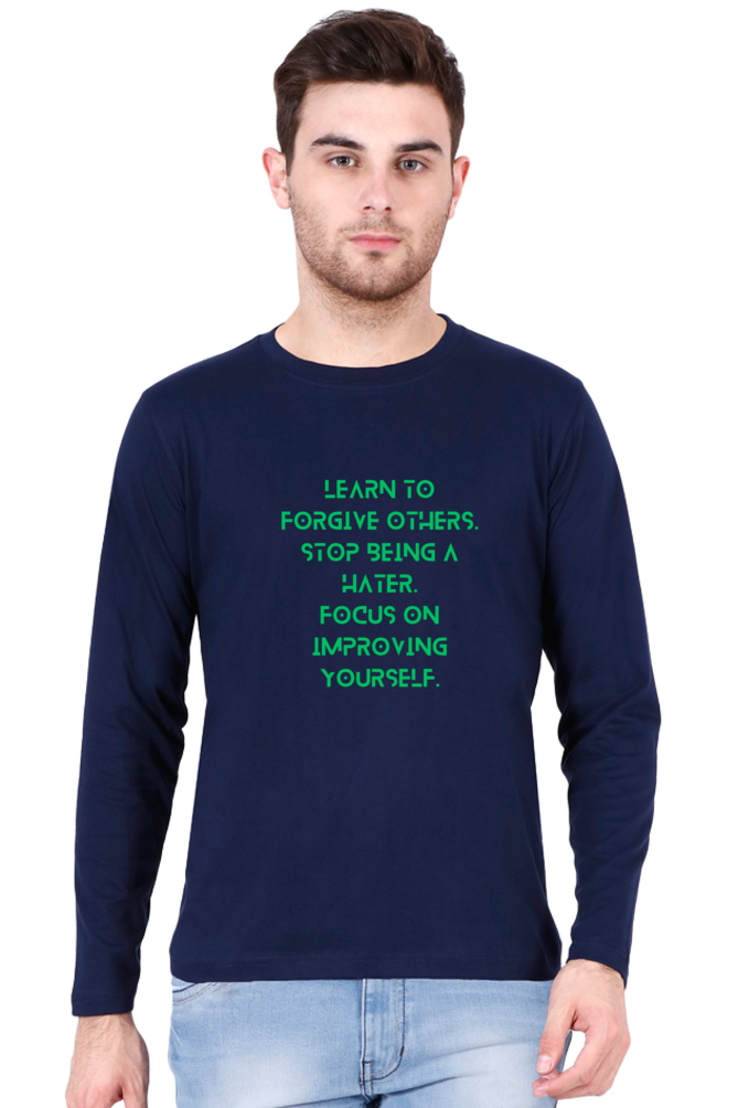 Bluelander Cotton Full Sleeve T-Shirt: Elevate Comfort with Enhanced Motivational Quotes - Inspire Yourself and Others with Colorful Style.