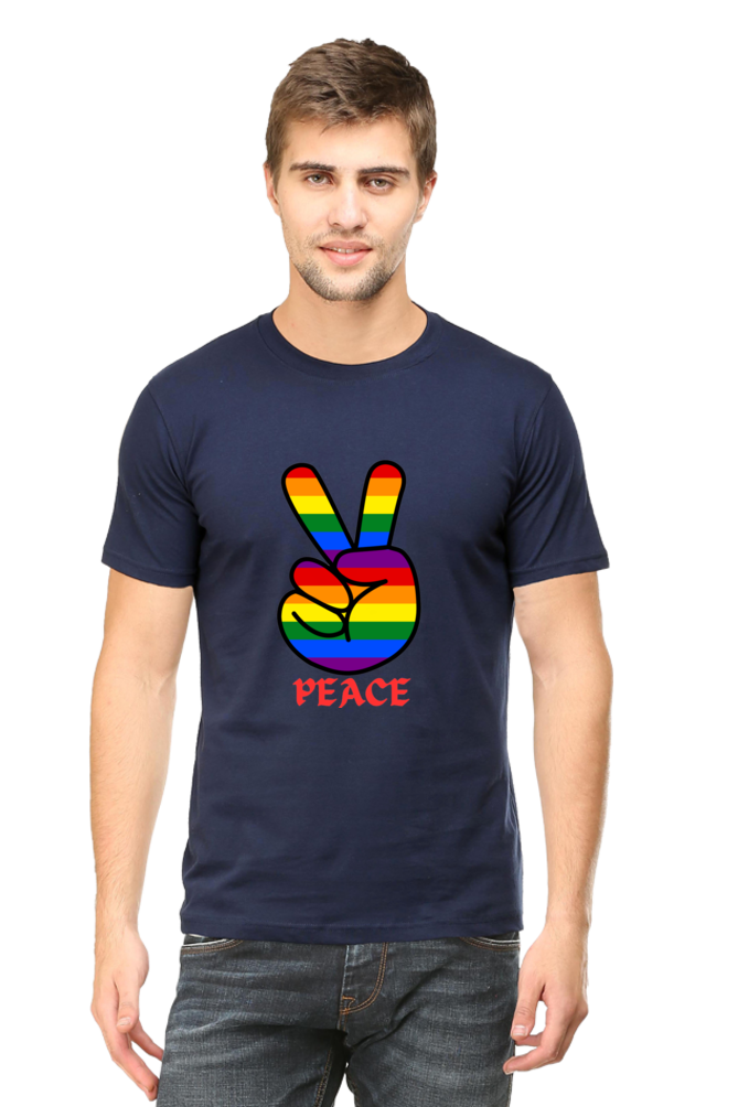 Unleash Your Style Potential: Bluelander's  Cotton Tees – Half Sleeve Comfort with a Standout Design With Peace.