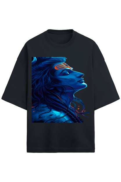 Glow-in-the-Dark Shiva Premium Unisex Oversized Cotton T-Shirt: Let's Light Up the Dark,by Bluelander
