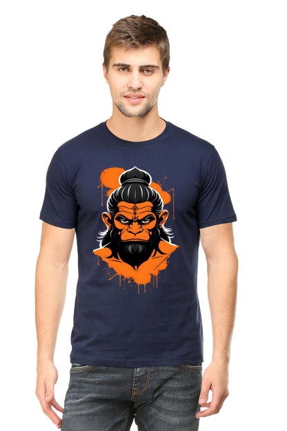 Bluelanders Divine Protection: Soft and Bio-Washed Hanuman premium unisex cotton T-Shirt.