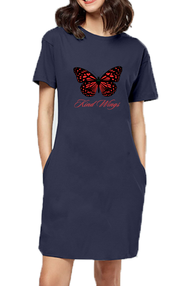 Rule the Fashion Realm: Bluelander Girls and Women's Full T-Shirt Dress – 'You Got the King Wings' for Ultimate Style Domination.