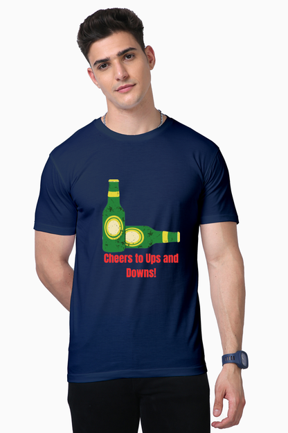 Raise a Toast to Comfort: Bluelander's Supima Half Sleeve T-Shirts - Cheers to Ups and Downs!