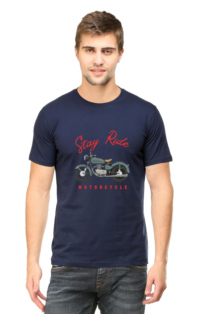 BlueLander Cotton Half Sleeve T-Shirt– Make Your Journey Epic, Because Your Bike is Your First Love. Show Some Love to It with Our Enhanced Design and Connect on the Road of Glory.