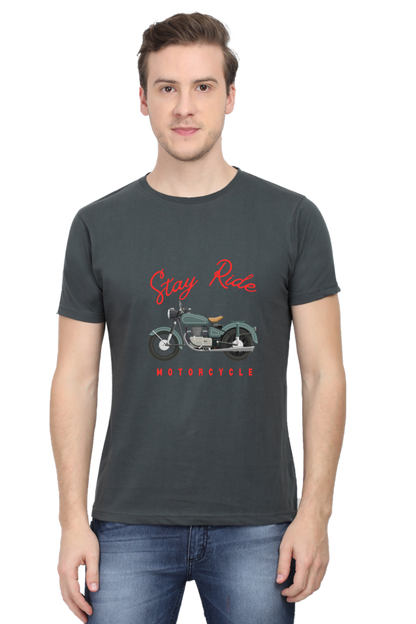 BlueLander Cotton Half Sleeve T-Shirt– Make Your Journey Epic, Because Your Bike is Your First Love. Show Some Love to It with Our Enhanced Design and Connect on the Road of Glory.
