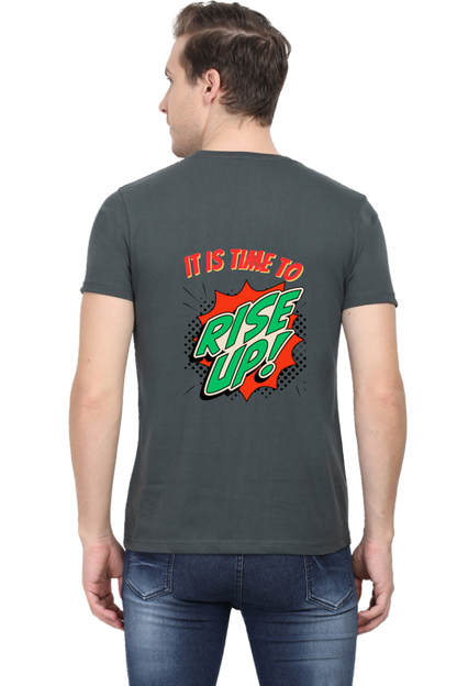 Bluelander's Half Sleeve Cotton Tee: Walk in Style with Enhanced Back Design.