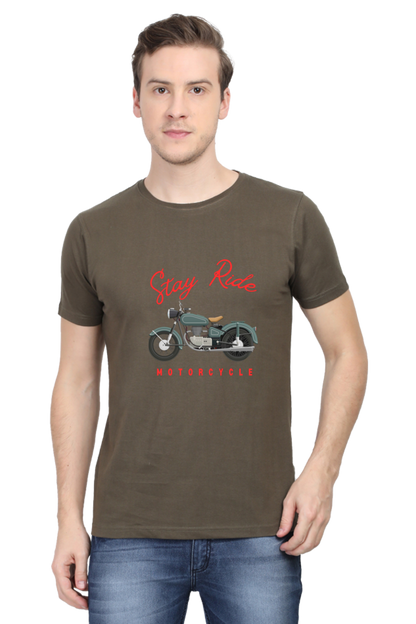 BlueLander Cotton Half Sleeve T-Shirt– Make Your Journey Epic, Because Your Bike is Your First Love. Show Some Love to It with Our Enhanced Design and Connect on the Road of Glory.