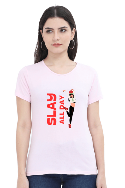 Bluelander Girl Round Neck Cotton Half Sleeve T-Shirt: Embrace Style with Our Latest Design, Slay All Day with Power