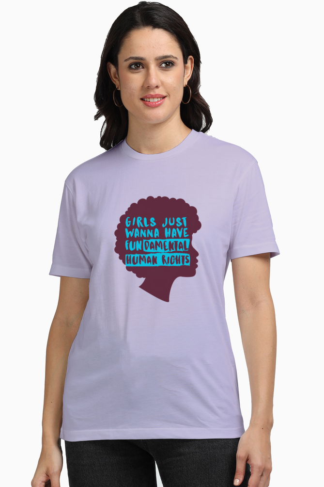 Indulge in comfort and style with Bluelander's Female Supima T-Shirt. Our latest design  fundamental rights for every girl.