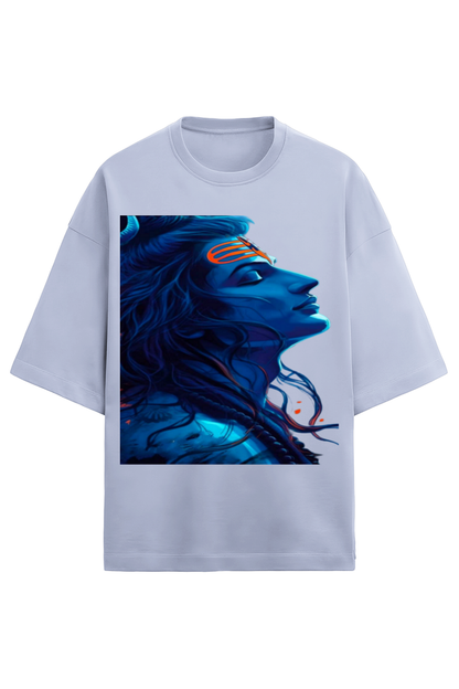 Glow-in-the-Dark Shiva Premium Unisex Oversized Cotton T-Shirt: Let's Light Up the Dark,by Bluelander
