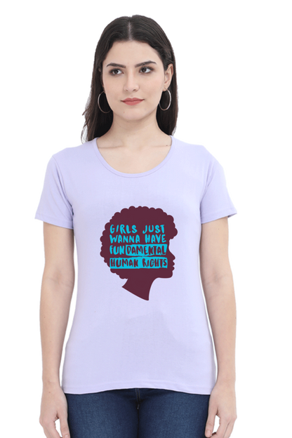 Step into style and comfort with Bluelander's Female Round Neck Half Sleeve T-Shirt- where fashion meets the fundamental right to express yourself effortlessly