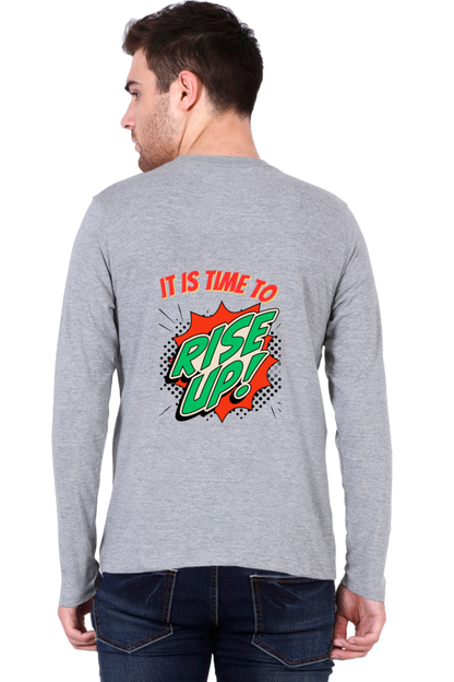 Time to Rise Up in Style: BlueLander's Cotton Full Sleeve T-Shirt with Enhanced Back Designs.
