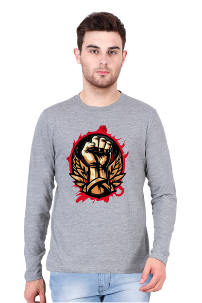 Rock the Look with Bluelander Cotton Full Sleeve T-Shirt | 'Fight Like a Rock Star' Design | 100% Cotton, Pre-Shrunk, Bio Washed
