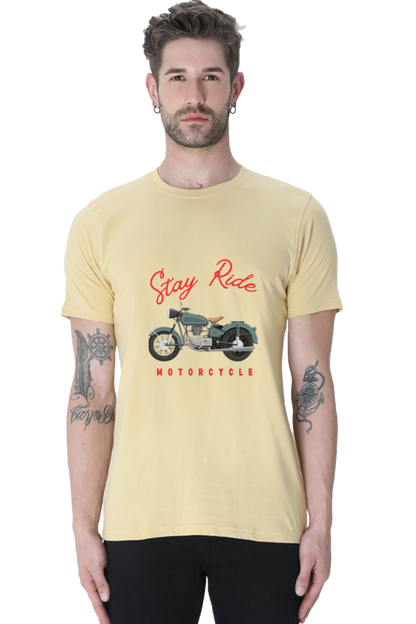 BlueLander Cotton Half Sleeve T-Shirt– Make Your Journey Epic, Because Your Bike is Your First Love. Show Some Love to It with Our Enhanced Design and Connect on the Road of Glory.