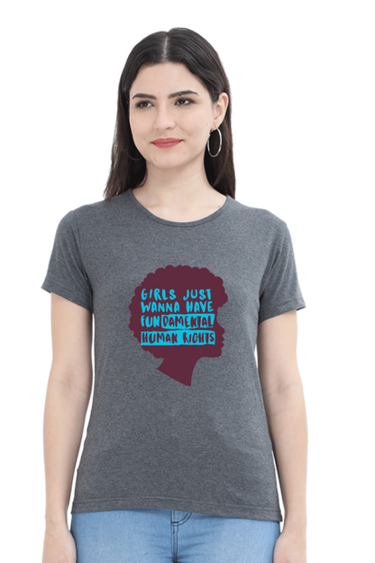 Step into style and comfort with Bluelander's Female Round Neck Half Sleeve T-Shirt- where fashion meets the fundamental right to express yourself effortlessly