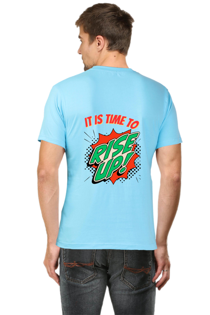 Bluelander's Half Sleeve Cotton Tee: Walk in Style with Enhanced Back Design.