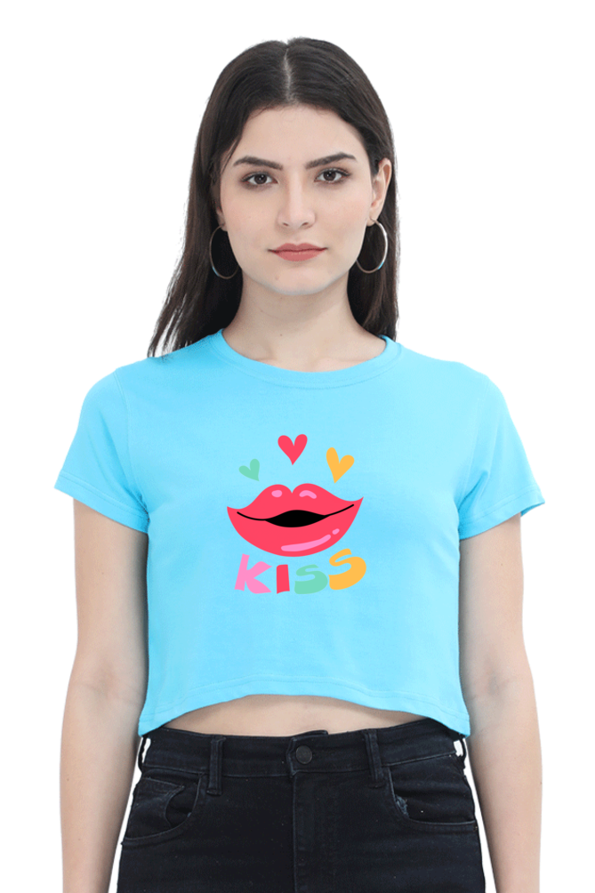 BlueLander Kiss Crop Top Elevate Your Style with Trendy Comfort and a Touch of Playful Elegance