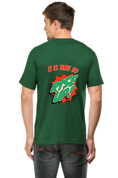 Bluelander's Half Sleeve Cotton Tee: Walk in Style with Enhanced Back Design.