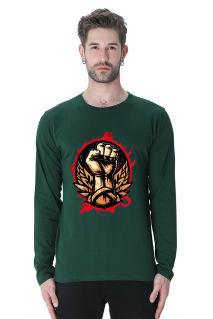 Rock the Look with Bluelander Cotton Full Sleeve T-Shirt | 'Fight Like a Rock Star' Design | 100% Cotton, Pre-Shrunk, Bio Washed