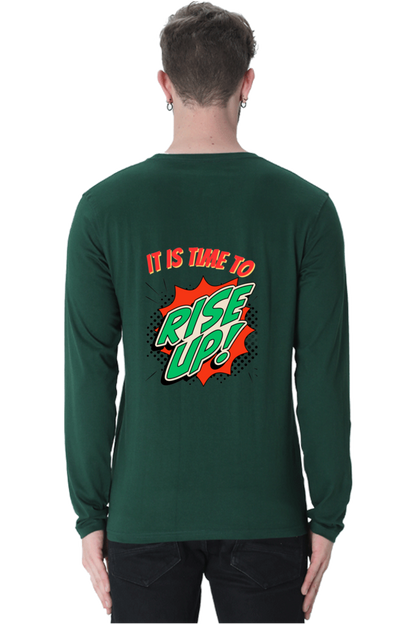 Time to Rise Up in Style: BlueLander's Cotton Full Sleeve T-Shirt with Enhanced Back Designs.
