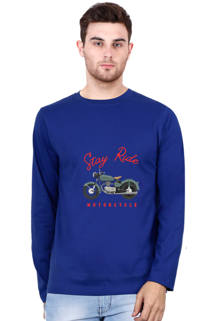Gear Up in Style: BlueLander Cotton Full Sleeve T-Shirt – Unleash the Biker Chic, Where Comfort Meets the Open Road.