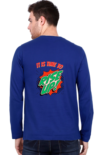 Time to Rise Up in Style: BlueLander's Cotton Full Sleeve T-Shirt with Enhanced Back Designs.