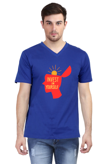 Chase Your Bliss: Experience Joy in Every Stitch with Bluelander's V Neck Cotton Half Sleeve Tees!