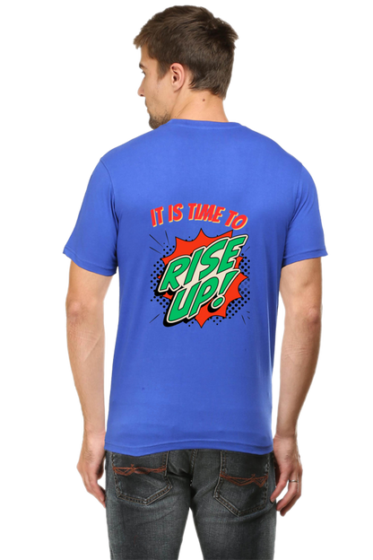 Bluelander's Half Sleeve Cotton Tee: Walk in Style with Enhanced Back Design.