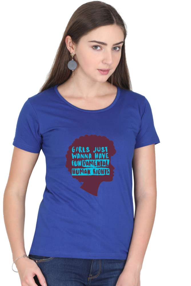 Step into style and comfort with Bluelander's Female Round Neck Half Sleeve T-Shirt- where fashion meets the fundamental right to express yourself effortlessly