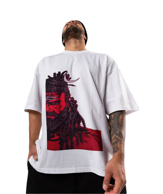Adorn Yourself with Divine Shiva Unisex Cotton Over Sized T-Shirt - Experience Shiva's Grace.