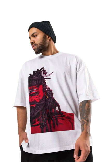 Adorn Yourself with Divine Shiva Unisex Cotton Over Sized T-Shirt - Experience Shiva's Grace.