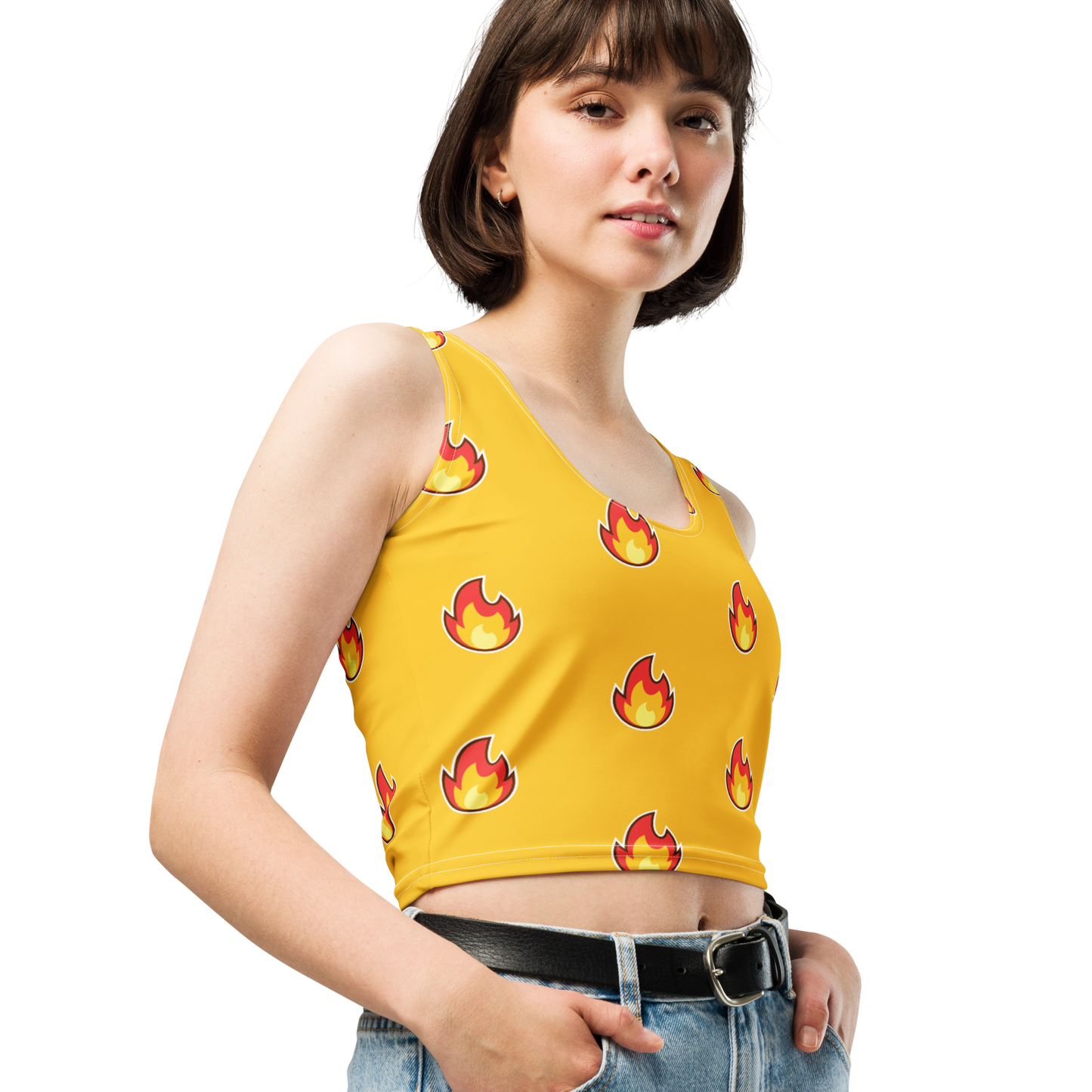Embrace Timeless Style with Bluelander's All Over Print Crop Tops.