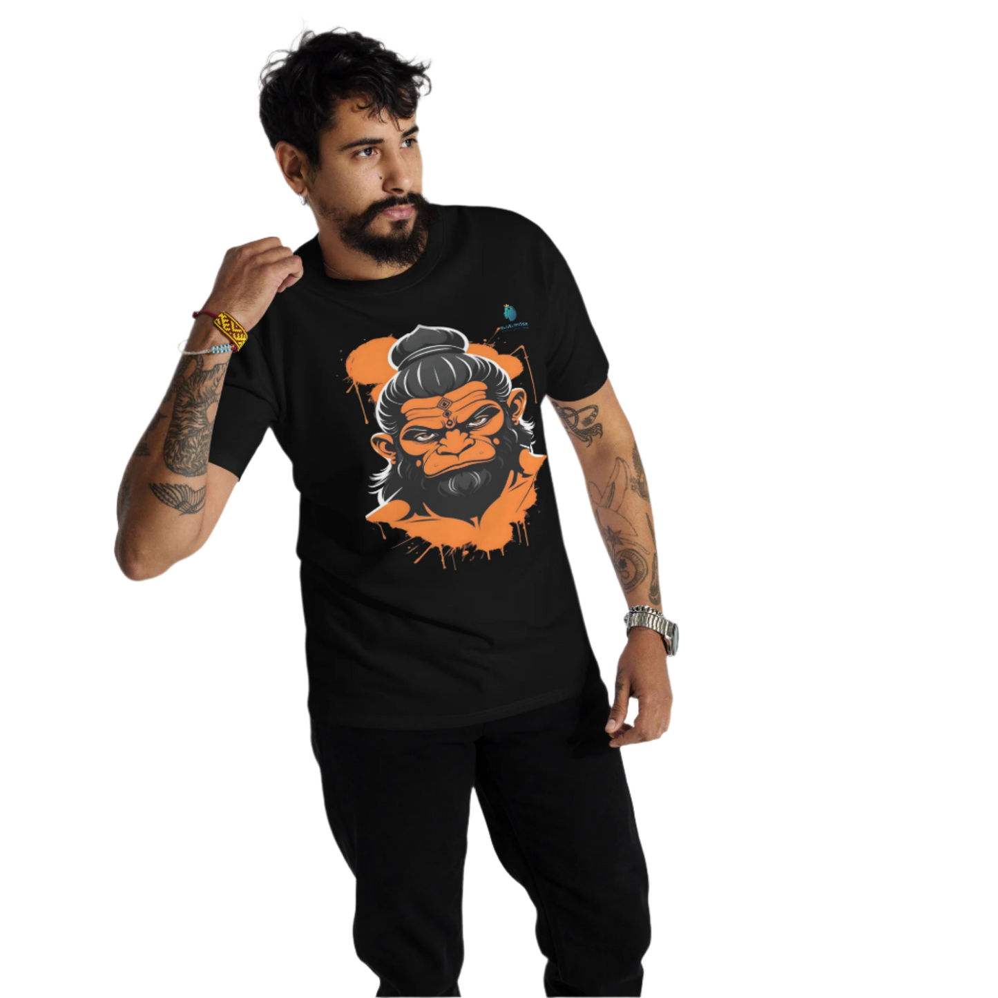 Bluelanders Divine Protection: Soft and Bio-Washed Hanuman premium unisex cotton T-Shirt.
