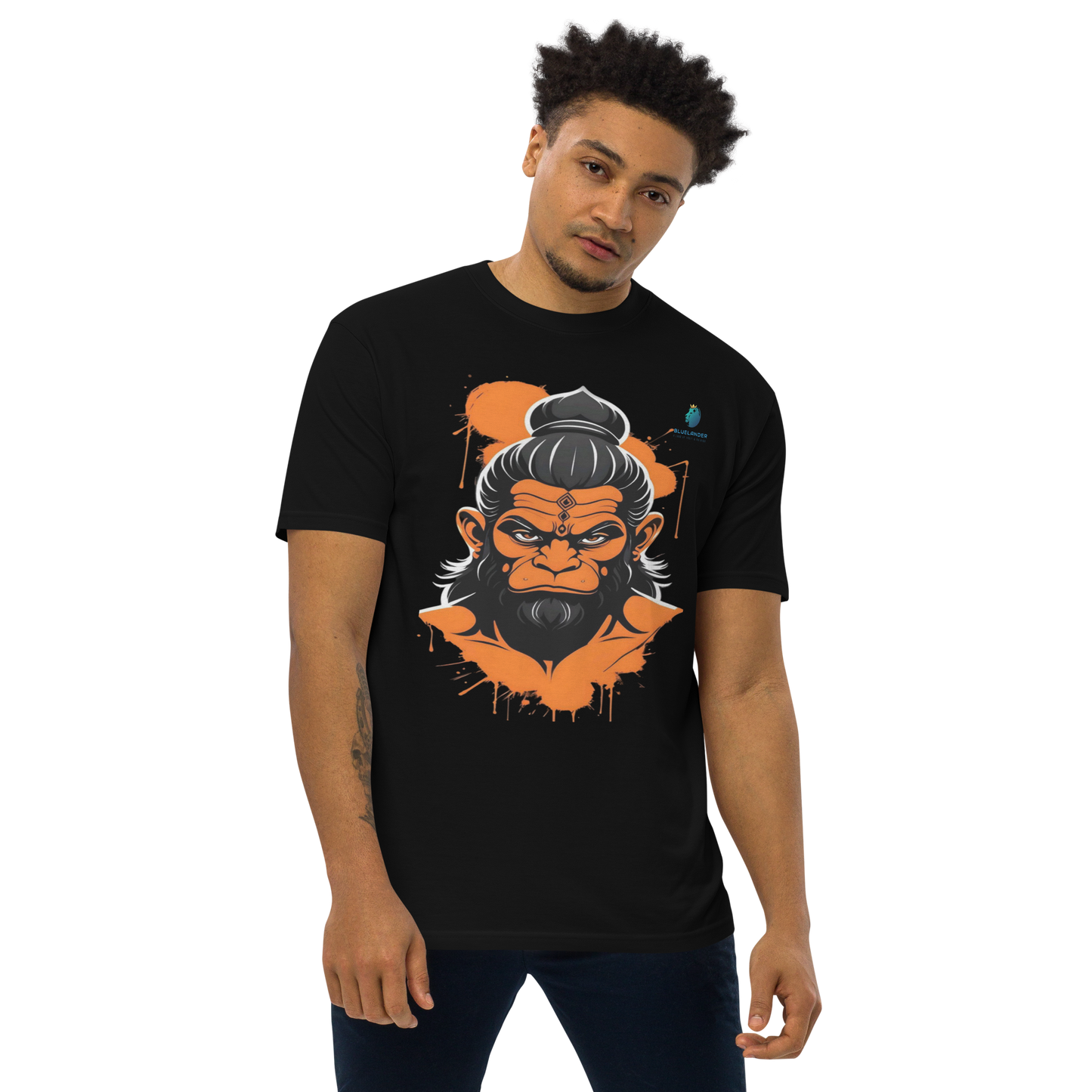 Bluelanders Divine Protection: Soft and Bio-Washed Hanuman premium unisex cotton T-Shirt.