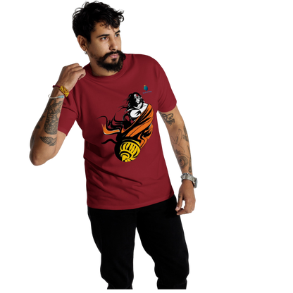 Hanuman's Blessing: Bluelanders Premium Cotton Bio-Washed Half-Sleeve T-Shirt.