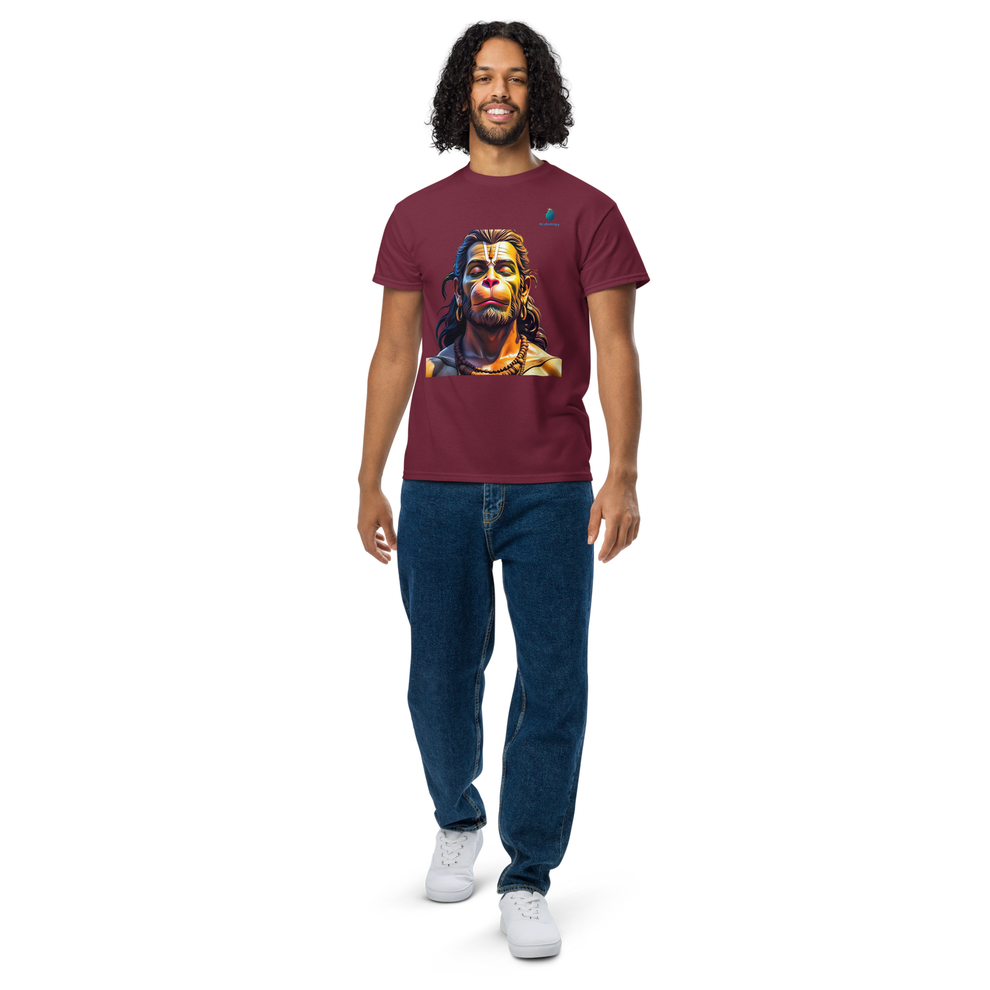 Hanuman Devotion T-Shirt & Tee Bluelander Premium Cotton Divine Spirit Wear.