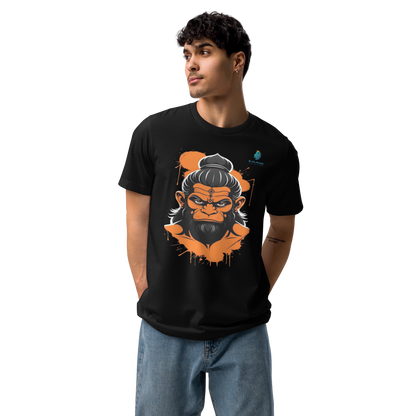 Bluelanders Divine Protection: Soft and Bio-Washed Hanuman premium unisex cotton T-Shirt.