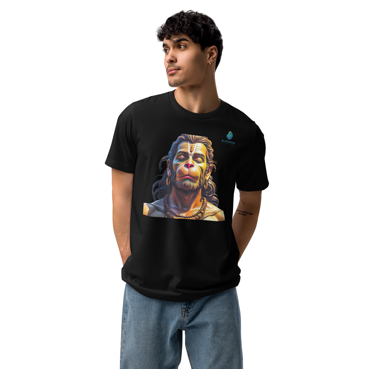 Hanuman Devotion T-Shirt & Tee Bluelander Premium Cotton Divine Spirit Wear.